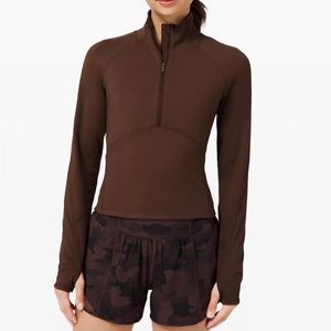 Lululemon Always Alert Half 1/2 Zip in Brown Earth NWOT